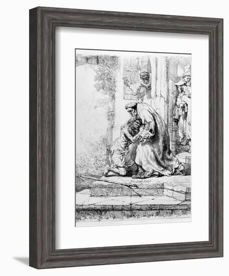 Return of the Prodigal Son, 1636 (Etching)-Rembrandt van Rijn-Framed Giclee Print