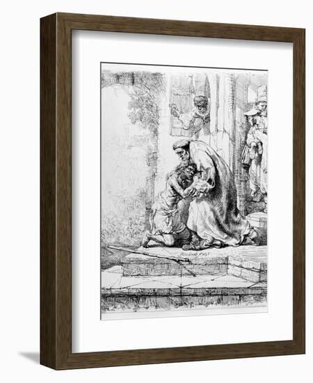 Return of the Prodigal Son, 1636 (Etching)-Rembrandt van Rijn-Framed Giclee Print