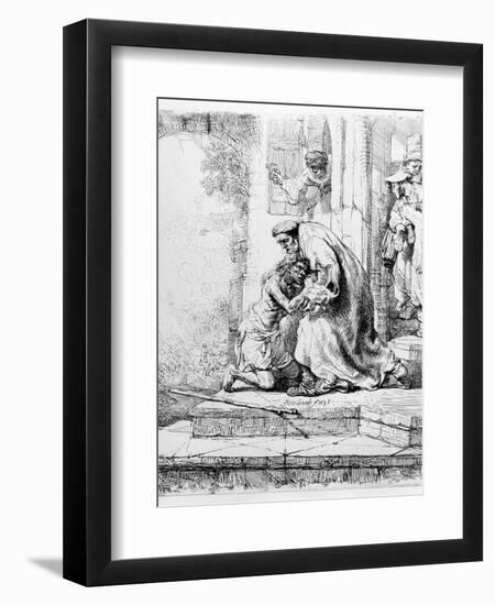 Return of the Prodigal Son, 1636 (Etching)-Rembrandt van Rijn-Framed Giclee Print