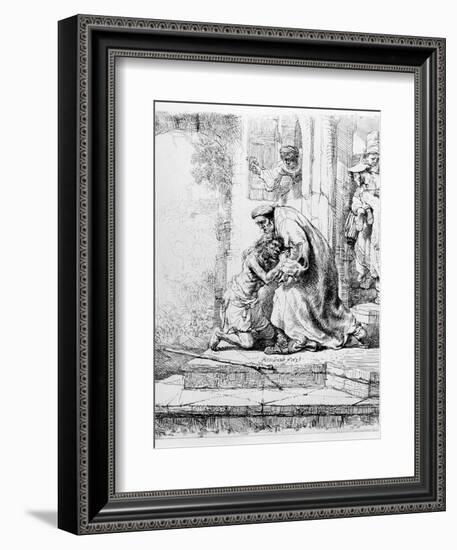 Return of the Prodigal Son, 1636 (Etching)-Rembrandt van Rijn-Framed Giclee Print