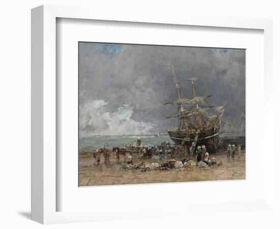 Return of the Terre-Neuvier, 1875 (Oil on Canvas)-Eugene Louis Boudin-Framed Giclee Print