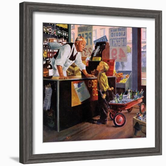 "Returning Bottles for Refund", March 28, 1959-George Hughes-Framed Giclee Print