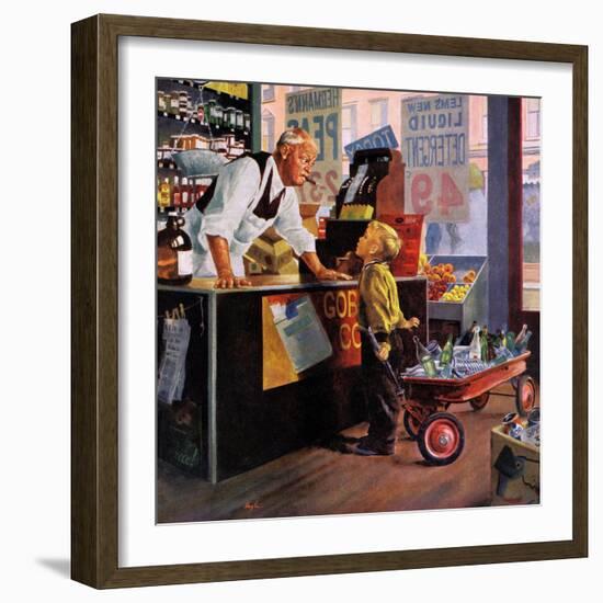 "Returning Bottles for Refund", March 28, 1959-George Hughes-Framed Giclee Print