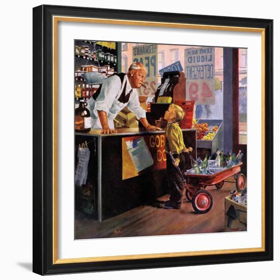 "Returning Bottles for Refund", March 28, 1959-George Hughes-Framed Giclee Print