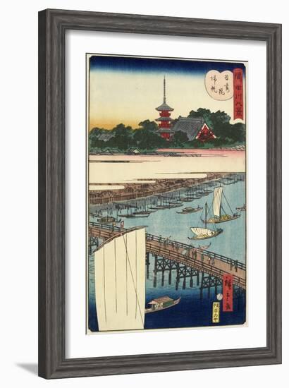 Returning Sails at Azuma Bridge, November 1861-null-Framed Giclee Print