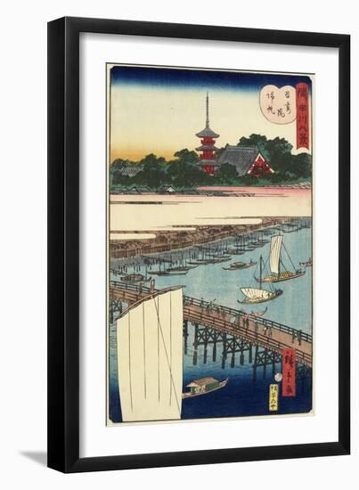 Returning Sails at Azuma Bridge, November 1861-null-Framed Giclee Print