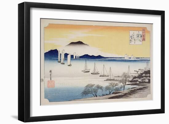 Returning Sails at Yabase, from the Series, '8 Views of Omi', C.1834-Ando Hiroshige-Framed Giclee Print