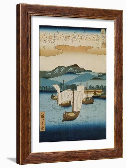 Returning Sails at Yabase from the Series Eight Views of Omi, c.1855-8-Ando or Utagawa Hiroshige-Framed Giclee Print