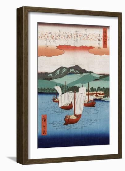 Returning Sails at Yabase, Japanese Wood-Cut Print-Lantern Press-Framed Art Print