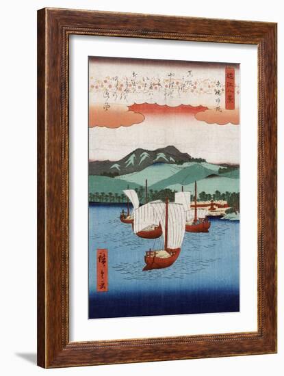 Returning Sails at Yabase, Japanese Wood-Cut Print-Lantern Press-Framed Art Print