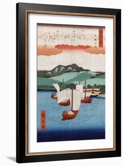 Returning Sails at Yabase, Japanese Wood-Cut Print-Lantern Press-Framed Art Print