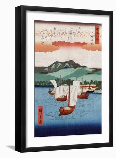 Returning Sails at Yabase, Japanese Wood-Cut Print-Lantern Press-Framed Art Print