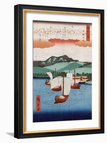 Returning Sails at Yabase, Japanese Wood-Cut Print-Lantern Press-Framed Art Print