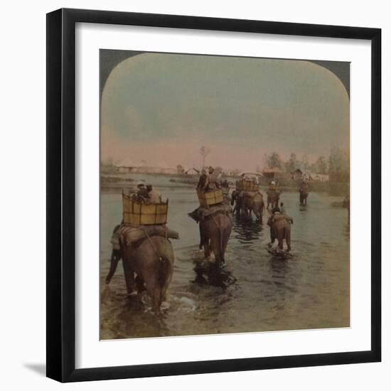 'Returning to camp after a day's shoot, Bebar jungle, India', 1909-Elmer Underwood-Framed Photographic Print