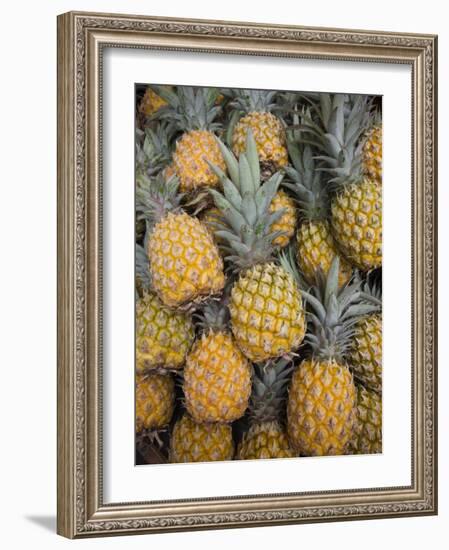 Reunion Island, St-Paul, Seafront Market, Pineapples-Walter Bibikow-Framed Photographic Print