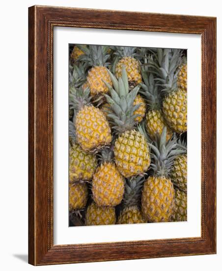 Reunion Island, St-Paul, Seafront Market, Pineapples-Walter Bibikow-Framed Photographic Print