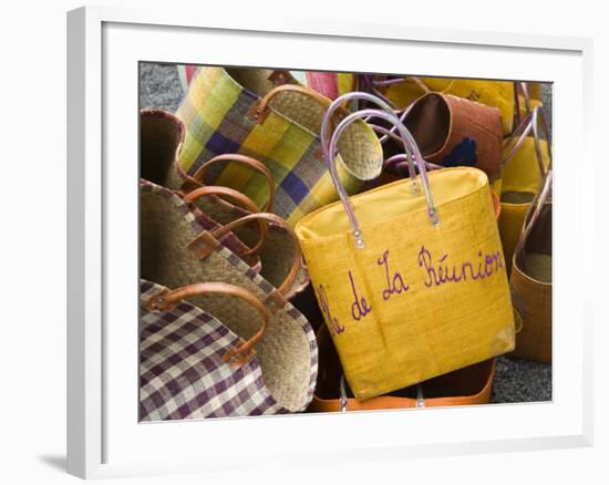 Reunion-made handbags, Seafront Market, St-Paul, Reunion Island, France-Walter Bibikow-Framed Photographic Print