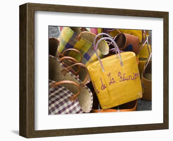 Reunion-made handbags, Seafront Market, St-Paul, Reunion Island, France-Walter Bibikow-Framed Photographic Print