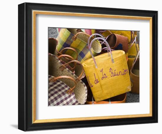 Reunion-made handbags, Seafront Market, St-Paul, Reunion Island, France-Walter Bibikow-Framed Photographic Print