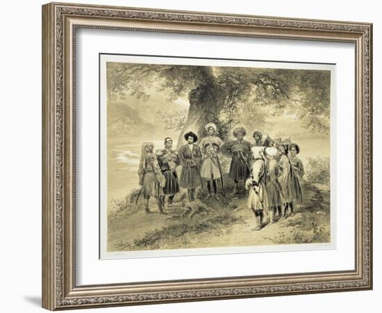 Reunion of Tcherkesse Princes, Sodja Valley, on the Black Sea, Plate 3 from a Book on the Caucasus-Grigori Grigorevich Gagarin-Framed Giclee Print