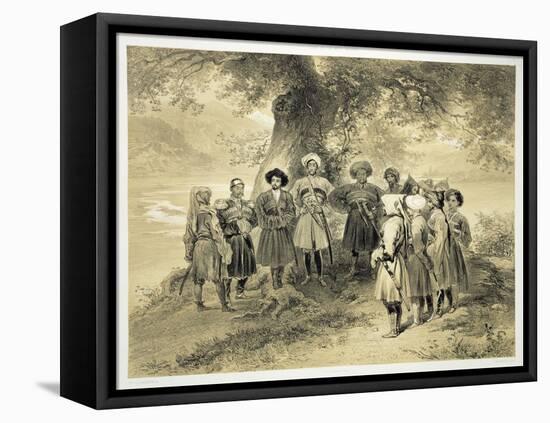 Reunion of Tcherkesse Princes, Sodja Valley, on the Black Sea, Plate 3 from a Book on the Caucasus-Grigori Grigorevich Gagarin-Framed Premier Image Canvas