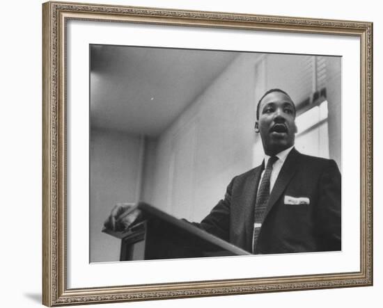 Rev. Martin Luther King Jr. Addressing a Protest Meeting-null-Framed Premium Photographic Print