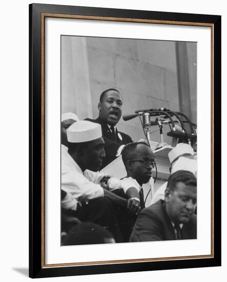 Rev. Martin Luther King Jr. Addressing Crowd During a Civil Rights Rally-null-Framed Premium Photographic Print