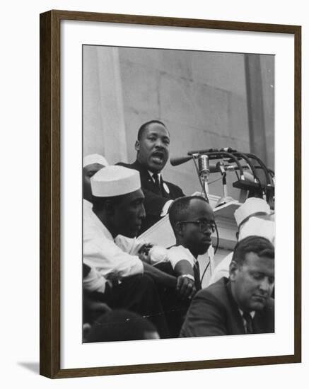 Rev. Martin Luther King Jr. Addressing Crowd During a Civil Rights Rally-null-Framed Premium Photographic Print