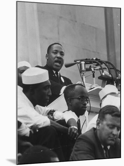 Rev. Martin Luther King Jr. Addressing Crowd During a Civil Rights Rally-null-Mounted Premium Photographic Print