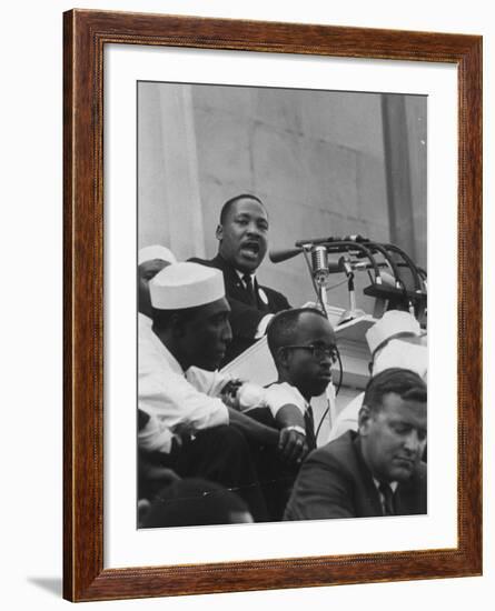 Rev. Martin Luther King Jr. Addressing Crowd During a Civil Rights Rally-null-Framed Premium Photographic Print