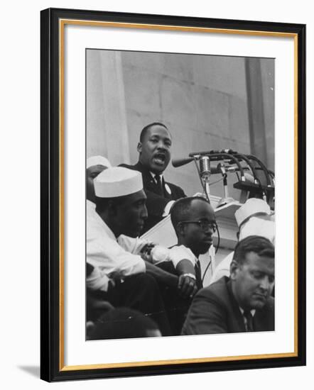 Rev. Martin Luther King Jr. Addressing Crowd During a Civil Rights Rally-null-Framed Premium Photographic Print