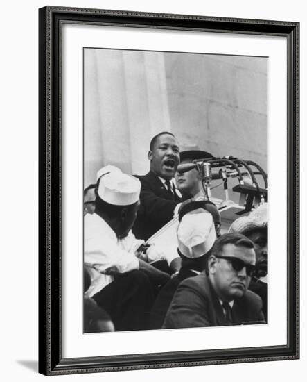 Rev. Martin Luther King Jr. Giving His "I Have a Dream" Speech During a Civil Rights Rally-Francis Miller-Framed Premium Photographic Print