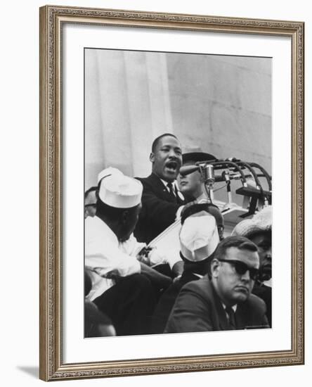 Rev. Martin Luther King Jr. Giving His "I Have a Dream" Speech During a Civil Rights Rally-Francis Miller-Framed Premium Photographic Print