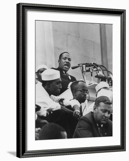 Rev. Martin Luther King Jr. Giving His "I Have a Dream" Speech During a Civil Rights Rally-null-Framed Premium Photographic Print