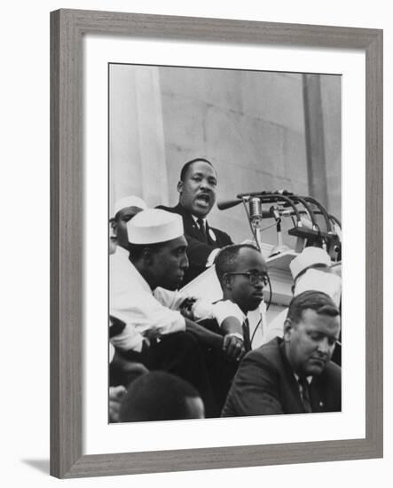 Rev. Martin Luther King Jr. Giving His "I Have a Dream" Speech During a Civil Rights Rally-null-Framed Premium Photographic Print