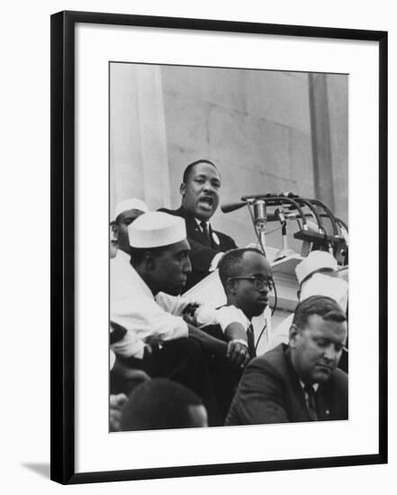 Rev. Martin Luther King Jr. Giving His "I Have a Dream" Speech During a Civil Rights Rally-null-Framed Premium Photographic Print