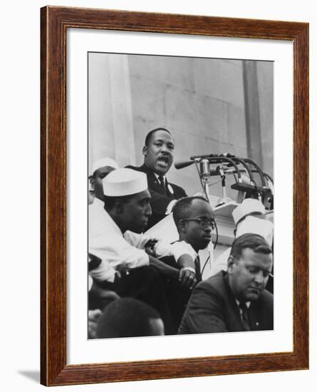 Rev. Martin Luther King Jr. Giving His "I Have a Dream" Speech During a Civil Rights Rally-null-Framed Premium Photographic Print