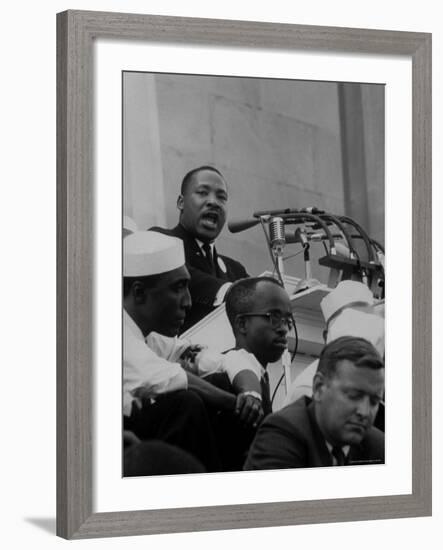Rev. Martin Luther King Jr. Speaking During a Civil Rights Rally-Francis Miller-Framed Premium Photographic Print
