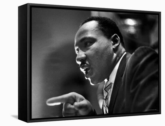 Rev. Martin Luther King Jr. Speaking in First Baptist Church at Rally for Freedom Riders-Paul Schutzer-Framed Premier Image Canvas