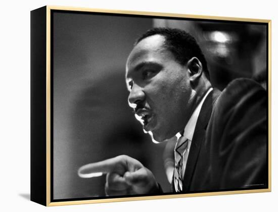 Rev. Martin Luther King Jr. Speaking in First Baptist Church at Rally for Freedom Riders-Paul Schutzer-Framed Premier Image Canvas