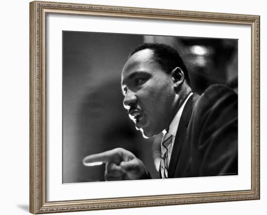 Rev. Martin Luther King Jr. Speaking in First Baptist Church at Rally for Freedom Riders-Paul Schutzer-Framed Premium Photographic Print