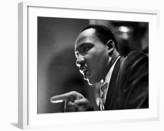 Rev. Martin Luther King Jr. Speaking in First Baptist Church at Rally for Freedom Riders-Paul Schutzer-Framed Premium Photographic Print