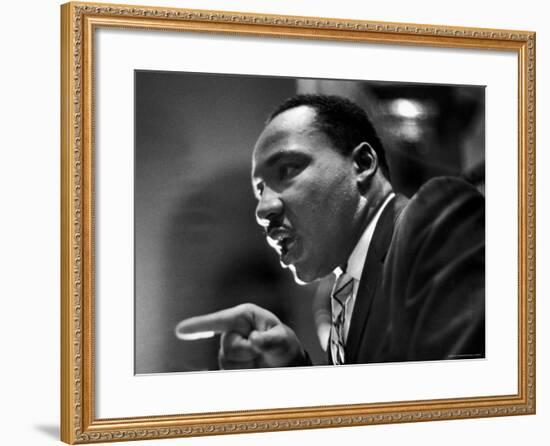 Rev. Martin Luther King Jr. Speaking in First Baptist Church at Rally for Freedom Riders-Paul Schutzer-Framed Premium Photographic Print