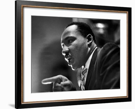 Rev. Martin Luther King Jr. Speaking in First Baptist Church at Rally for Freedom Riders-Paul Schutzer-Framed Premium Photographic Print