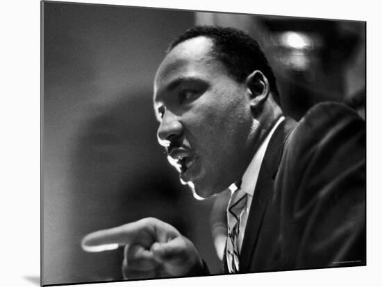 Rev. Martin Luther King Jr. Speaking in First Baptist Church at Rally for Freedom Riders-Paul Schutzer-Mounted Premium Photographic Print