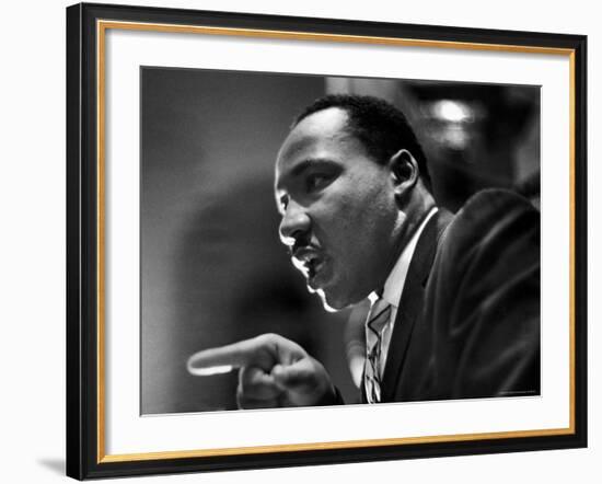 Rev. Martin Luther King Jr. Speaking in First Baptist Church at Rally for Freedom Riders-Paul Schutzer-Framed Premium Photographic Print