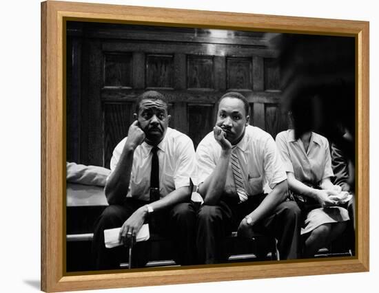 Rev. Ralph Abernathy and Rev. Martin Luther King Jr. Sitting Pensively Re Freedom Riders-Paul Schutzer-Framed Premier Image Canvas