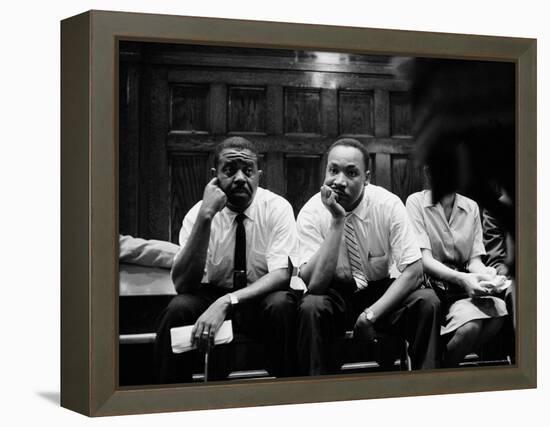 Rev. Ralph Abernathy and Rev. Martin Luther King Jr. Sitting Pensively Re Freedom Riders-Paul Schutzer-Framed Premier Image Canvas