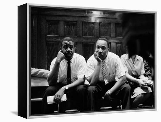 Rev. Ralph Abernathy and Rev. Martin Luther King Jr. Sitting Pensively Re Freedom Riders-Paul Schutzer-Framed Premier Image Canvas