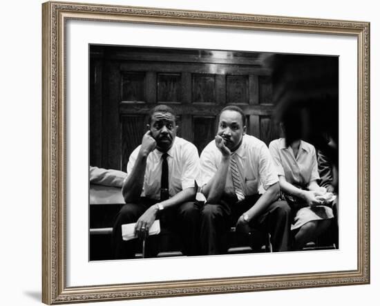 Rev. Ralph Abernathy and Rev. Martin Luther King Jr. Sitting Pensively Re Freedom Riders-Paul Schutzer-Framed Premium Photographic Print